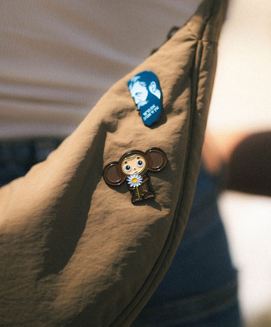 cheburashka pin on pouch