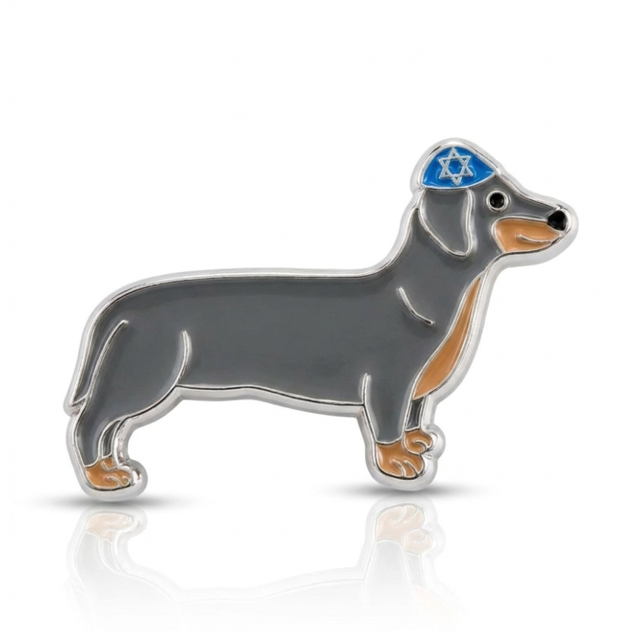 Dachshund in a Kippah Enamel Pin
