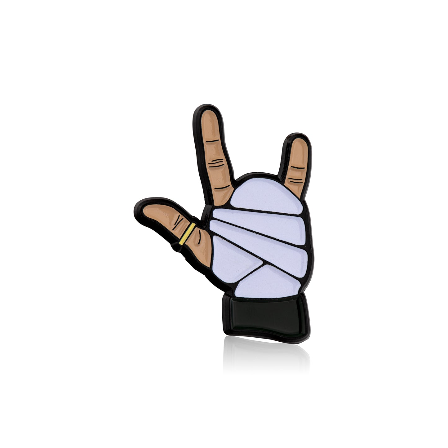 Hand with a cast on a white background