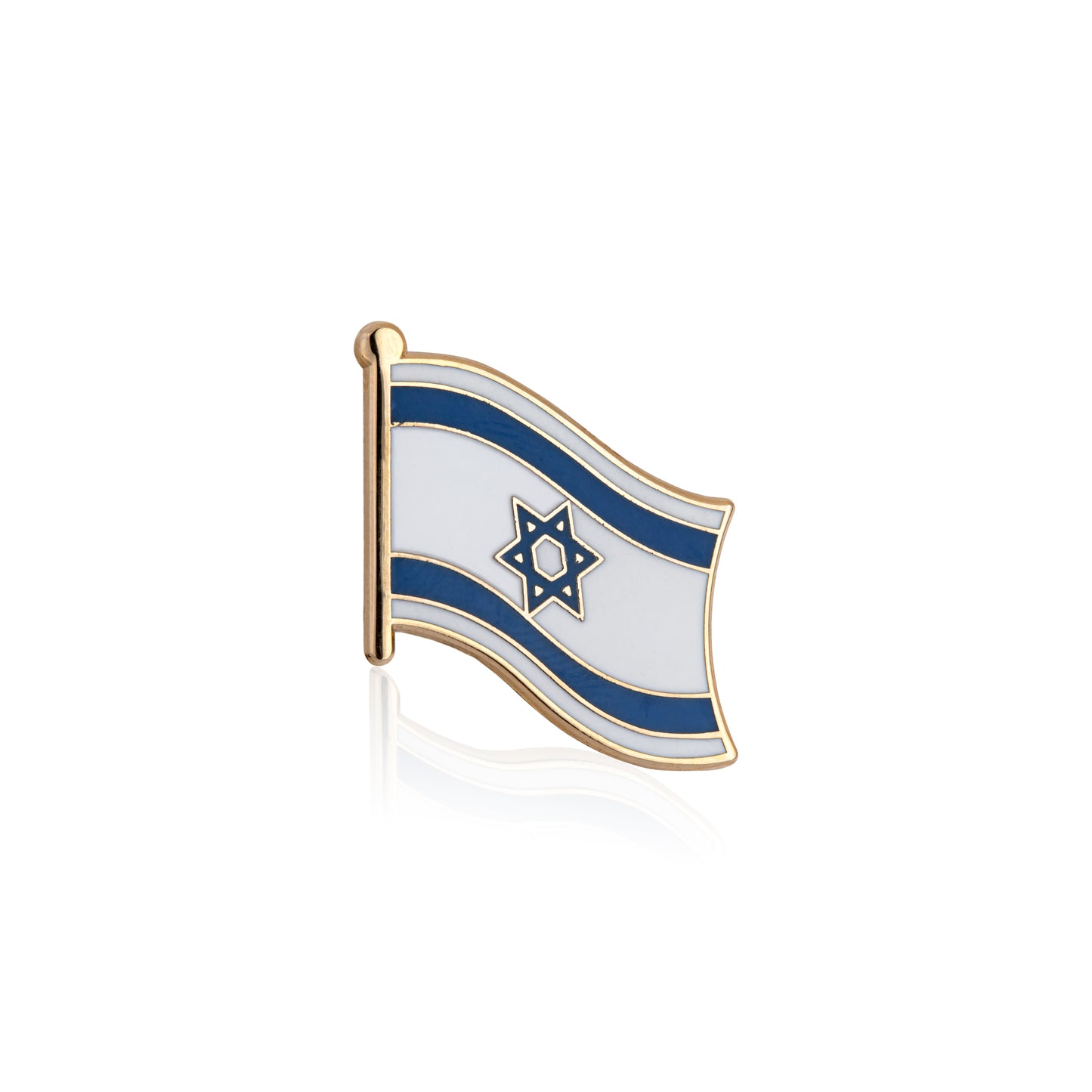 Pin of the Israeli flag on a white background