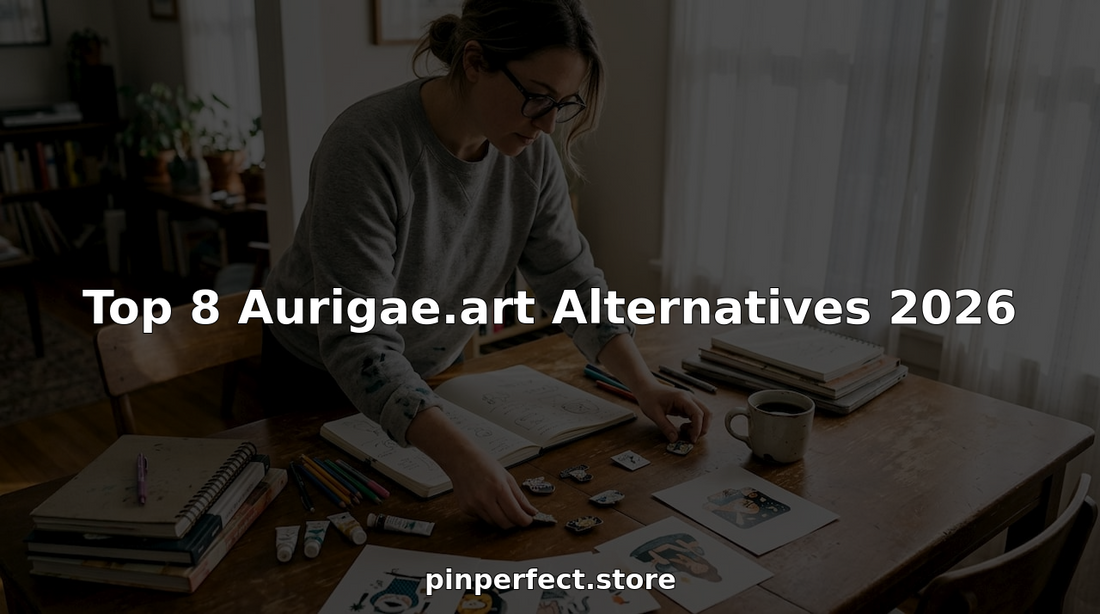 Designer reviews custom pin prototypes at workspace