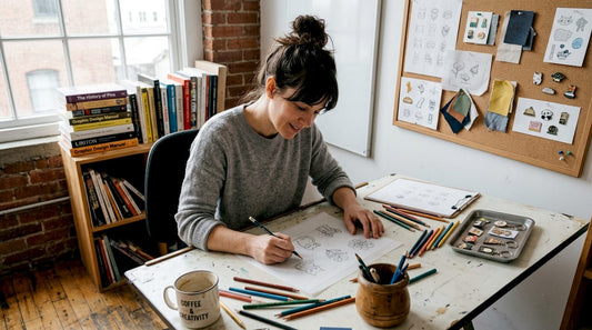 Designer sketching bespoke merchandise ideas