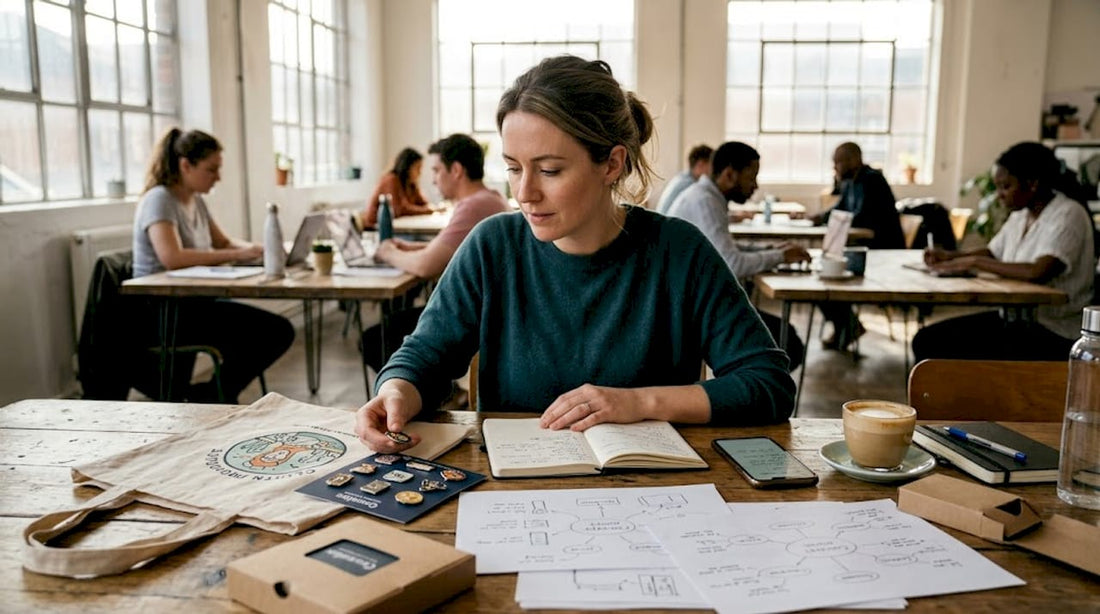 Marketer reviewing bespoke product samples