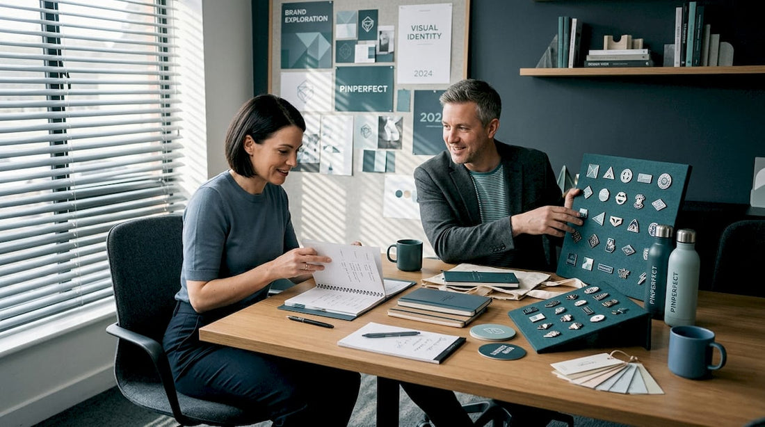 Colleagues reviewing limited edition merchandise samples