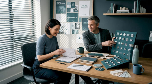 Colleagues reviewing limited edition merchandise samples