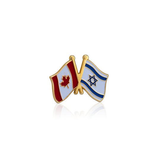 Pin with flags of Canada and Israel on a white background