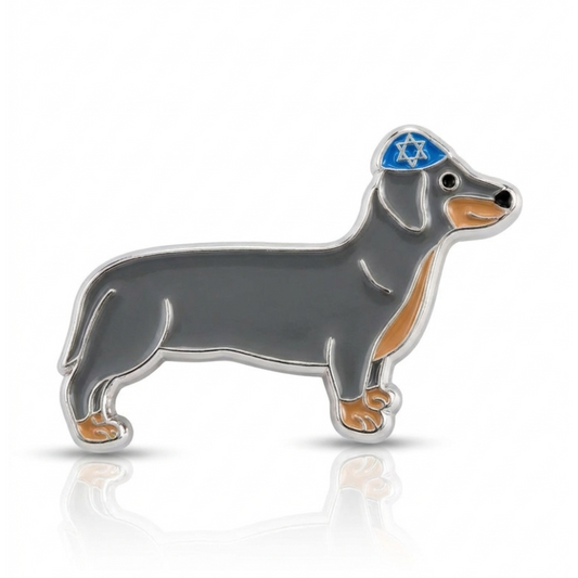 Dachshund in a Kippah Enamel Pin
