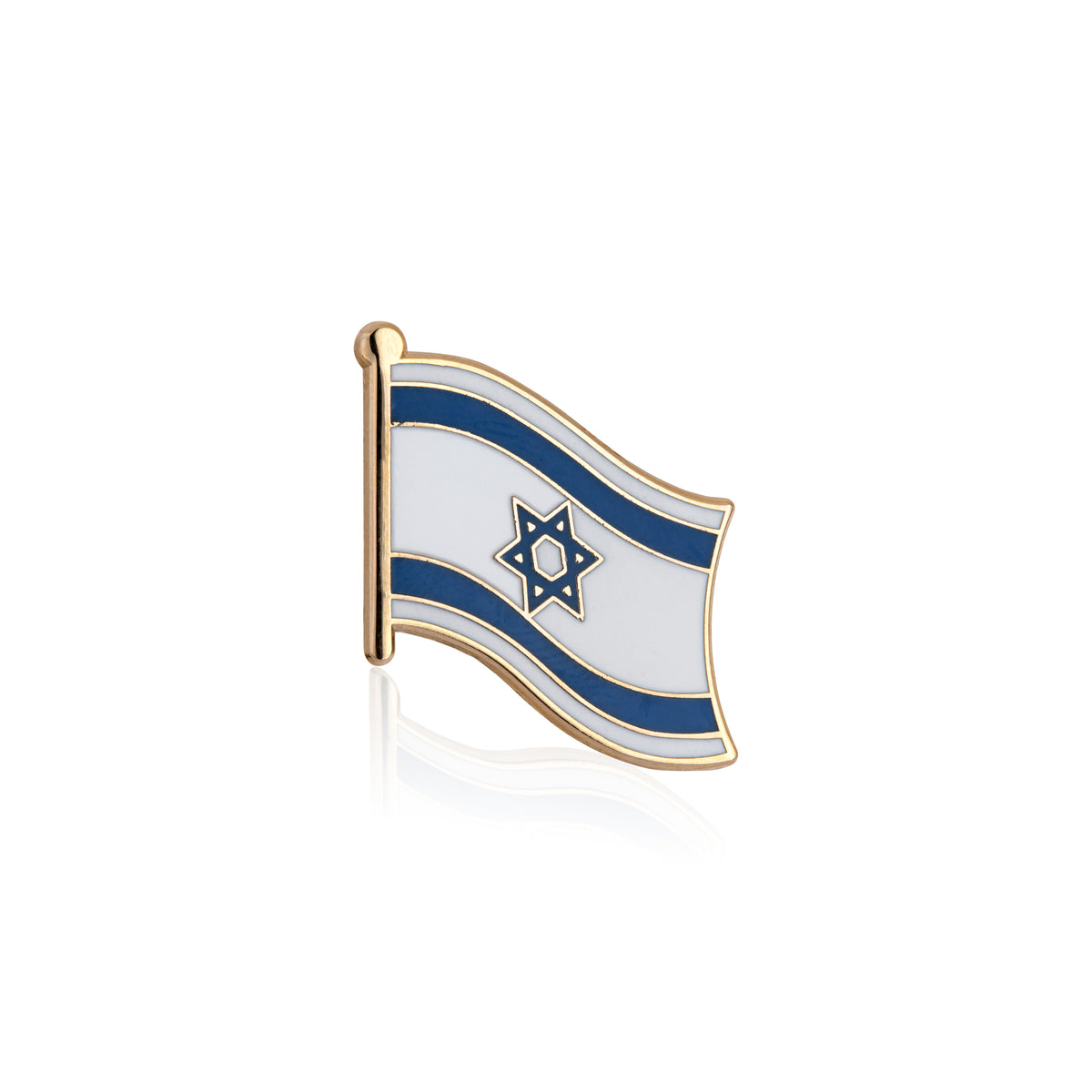 Pin of the Israeli flag on a white background