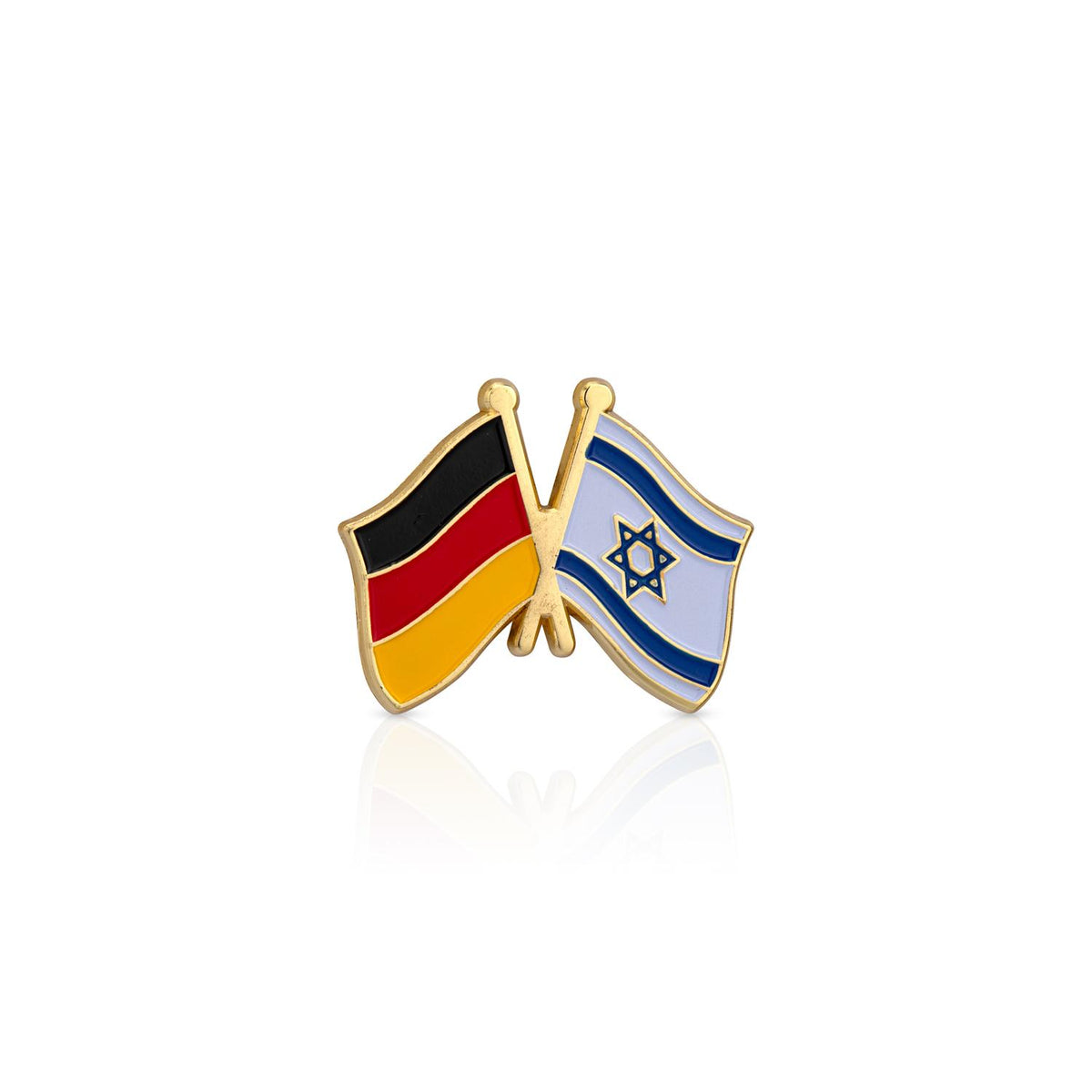 Pin with flags of Germany and Israel on a white background
